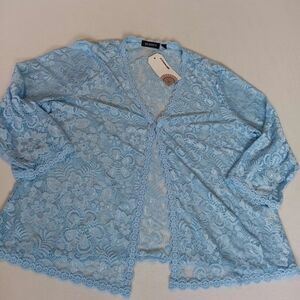 Benancy NEW Sz XXL Blue Lace Sheer Cardigan